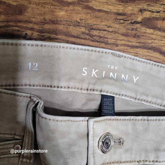 WHBM Jeans 12 Moto Skinny Mid Rise Zip Cargo Pockets Beige Tan Stretch Denim - Picture 3 of 10